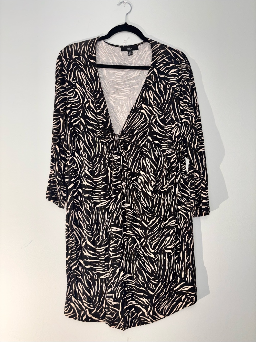 Ellos Black and White Animal Print V-Neck tunic